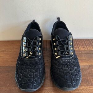 Salvatore Ferragamo Black and Gold Sneakers